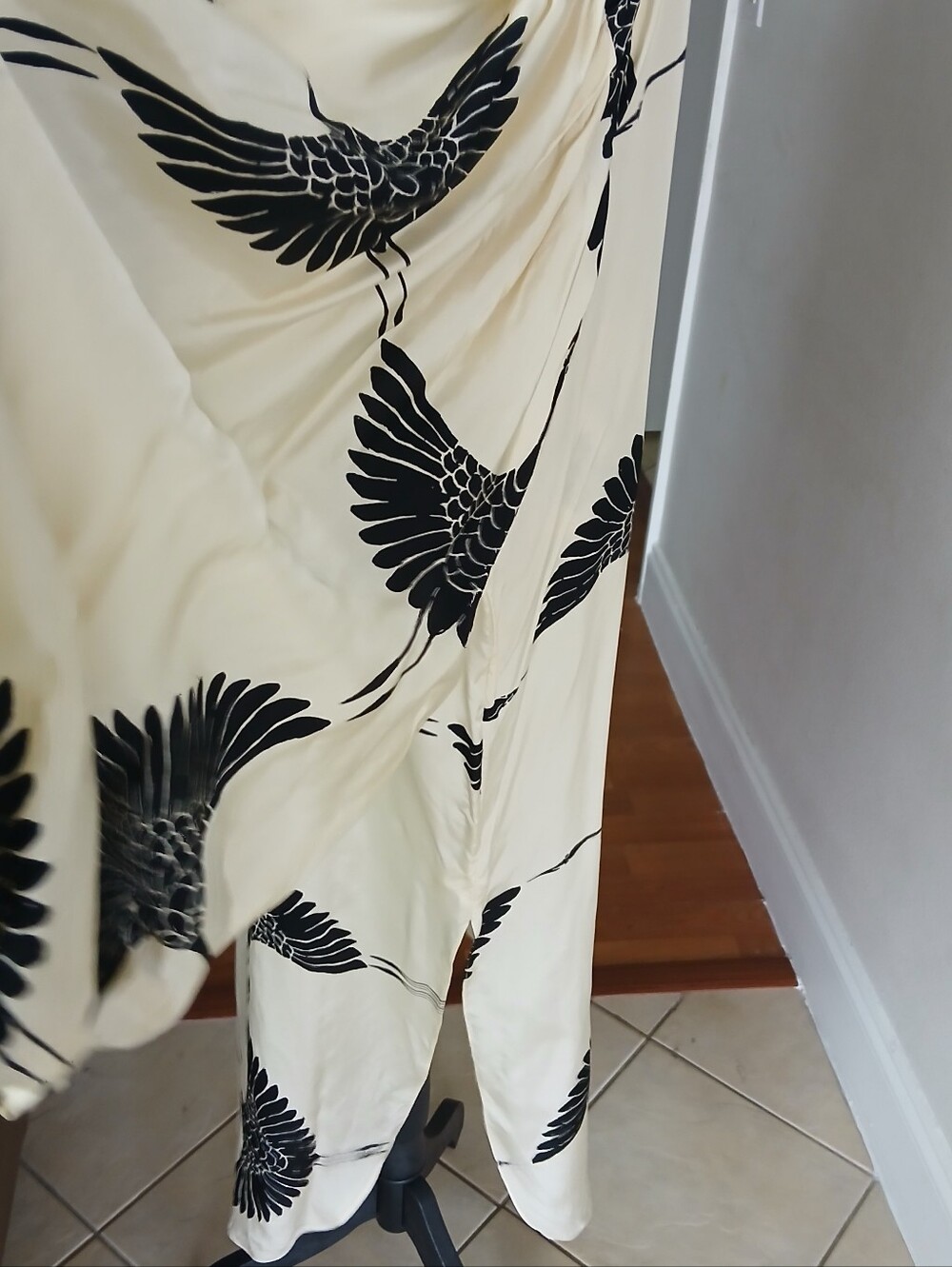 KHAITE Zelma Black & Cream Crane Print Dress - Picture 8 of 16